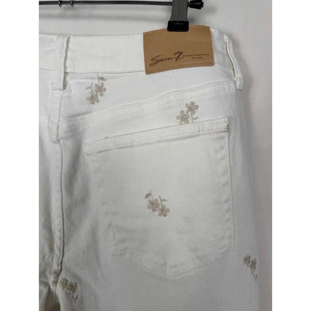 Seven7 Floral Embroidered Skinny‎ Jeans Womens 6 White Excellent High Rise Pants